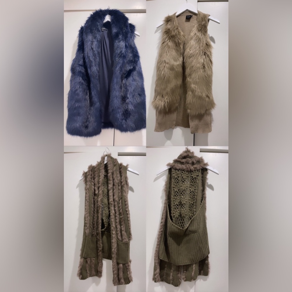 Set of 3 Faux Fur Vests